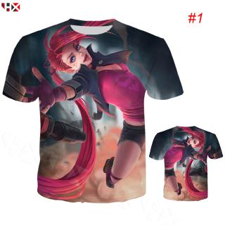 HX League of Legends Jinx Ahri impresión 3D impresión hombres mujeres camiseta Streetwear camisetas Tops