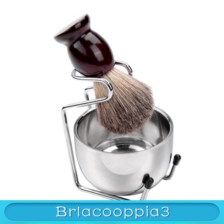 [brlacoo] juego de brochas de afeitar, soporte de afeitar, cuenco de jabón+cepillo de cerdas de afeitar