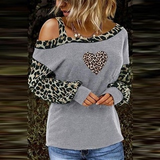 1Pc Women's Long Sleeve Tops Plus Size Ladies Loose Autumn Casual Leopard Print (4)