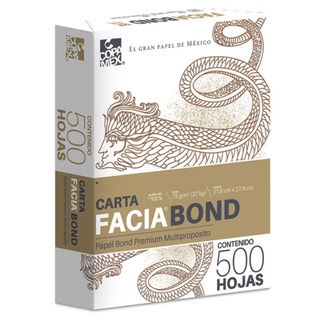 Paquete 500 Hojas Papel Bond Facia Tamaño Carta Color Blanco (1)