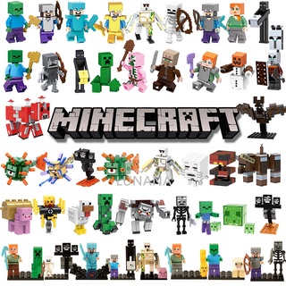 lego minecraft minifiguras alex steve hierro golem zombie bloques de construcción diy juguetes educativos regalos mi mundo