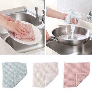 Microfiber Thicken Double Layer Kitchen Dish Cloth Cleaning Towel Tableware J3N5