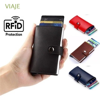 VIAJE Automático Monedero protector de identificación Surgir Bloqueo RFID Bolsa para tarjetas RFID Cartera Hombres de negocios Metal Cepillo antirrobo Tarjetero para tarjetas de crédito/Multicolor