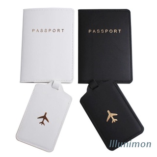 nimon 4pcs cuero pu pasaporte cubierta con etiquetas de equipaje titular caso organizador tarjeta de identificación protector de viaje organizador