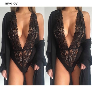 Myoloy Lady Sexy One Piece Lingerie Hollow Out Floral Lace Halter Backless Nightwears MX