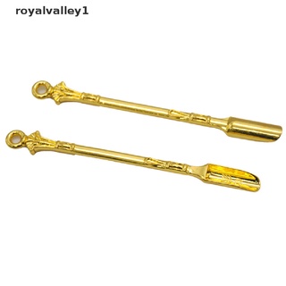 royalvalley1 3 x cuchara de metal dorado uso para sniffer snorter snuff cuchara colgantes 85 mm mx