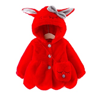 Bebé bebé niño niños niñas lana conejo chaquetas con capucha abrigo Outwear (7)