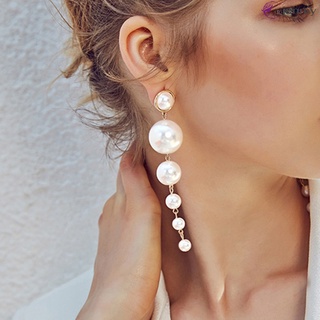 1 par de aretes colgantes de perlas de imitación para mujer