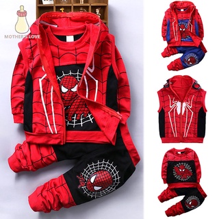 Dibujos animados bebé niños conjuntos de ropa de algodón deporte traje de niños ropa primavera Spider Man trajes 3pcs conjunto