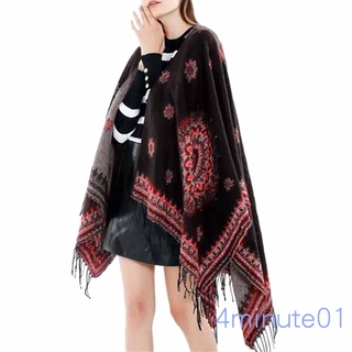 Bay-bufanda/punta Para mujer con Estampado de borlas/Estilo Vintage/cálido Para invierno