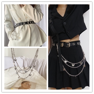 1pcs hip hop mariposa encanto plata cadena cinturón mujer jk vestido accesorios de moda (4)