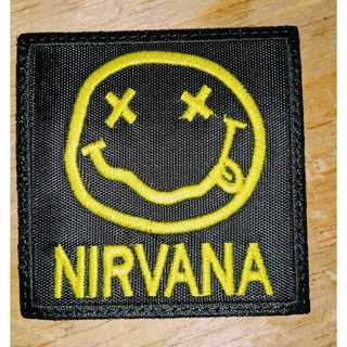 parche bordado de bandas de rock logo nirvana smile face