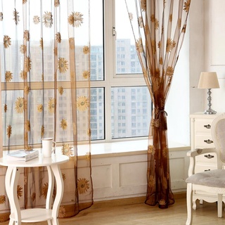 club girasol impresión ventana puerta cortina tul cortinas para sala de estar dormitorio