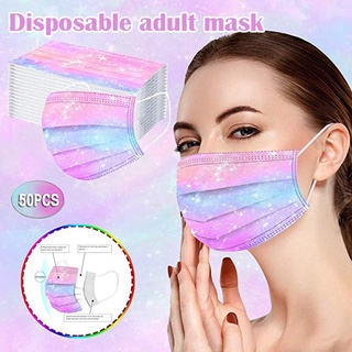 Paquete de 50 mascarillas desechables para adultos, mezcla de Color, impresión de la boca, transpirable, protección contra el polvo, mujeres, hombres, a prueba de polvo
