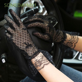 Somedaymx1 guantes De malla con lazo blanco y negro con Dedos Completos/multicoloridos