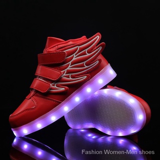 Zapatos de niño rojo brillante zapatillas Led con luz hasta niños niñas zapatos Led luminoso zapatillas de deporte QiZa