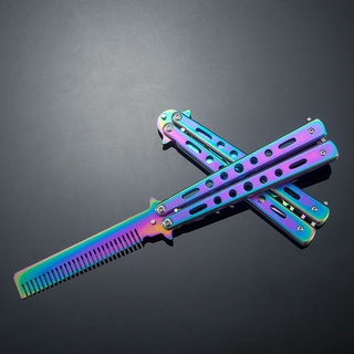 Cuchillo De Mariposa De Acero Inoxidable Peine Plegable Entrenamiento Práctica Sikat Rambut Lipat