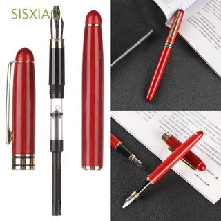 SISXIAO suave lápiz de caoba firma Stroke tinta recambios bambú plumas estilográficas regalo caligrafía punta fina papelería pluma de Metal Clip
