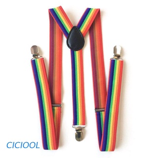 ciciool colorido rayas correa arco iris babero pantalones correas clip adulto unisex tirantes hebilla ajustable cinturón de hombro