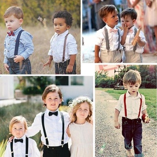 Tirantes elásticos ajustables con Clip de Color sólido para niños niñas con corbata de moño lindo (1)