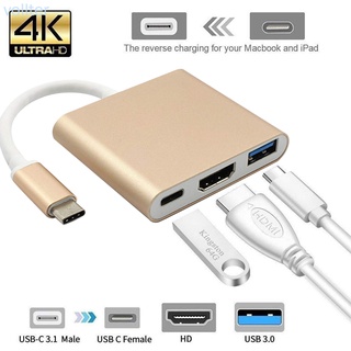 Tipo c adaptador Hub tipo c a USB HDMI Compatible convertidor USB 3.1 3 en 1 adaptador Hub, oro