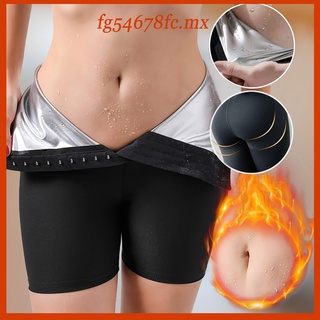 (fg54678fc.mx) mujeres sudoración elástica cintura entrenador control de barriga fitness leggings pantalones cortos