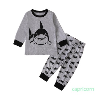 ❈Va❥Niños Casual de dos piezas conjunto de ropa, tiburón gris impreso patrón redondo cuello jersey y cintura elástica pantalones
