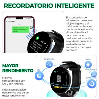 Reloj Inteligente D18 Bluetooth Deportivo Con Monitor De Presión Arterial/Ritmo Cardíaco (3)