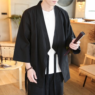 Kimono Samurai disfraz estilo chino hombres cárdigan japonés ropa Haori verano Harajuku kimono chaquetas Casual algodón Yukata