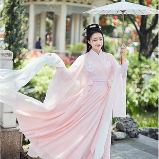 Ropa de actuación de satén para mujer, vestido Hanfu, novedad, elegante, chino, princesa de hadas, disfraces de Cosplay, traje de manga larga (1)