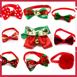 Ready☌ Dog Bow Tie Christmas Series Footprint Bell Collar Small Dog Accessories Pet Cat Bow Tie Bow Knot √TOP