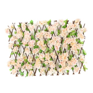 imitación jardín enrejado con hojas sakura valla de madera ajustable pantalla de privacidad setos artificiales decoración del hogar al aire libre (1)