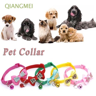 qiangmei collar encantador para mascotas, fácil de usar, collar de gato, collar a cuadros, accesorios para perros, campana, gato, corbata ajustable para cachorro, gatito, suministros multicolor