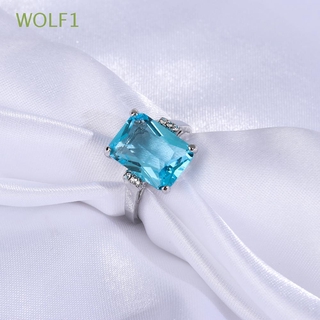 WOLF1 nuevo anillo de boda único plata de ley 925 enorme gema mujeres novia moda regalos joyería de compromiso