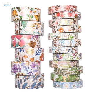 winter Foil Gold Skinny Decorative Adhesive Tape Foil Masking Tape Decorative for Arts for Scrapbook Blooming 18 Rolls