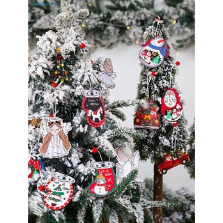 seedeal madera árbol de navidad adorno decorativo de navidad tarjeta de dibujos animados adorno tamaño compacto para el hogar (6)