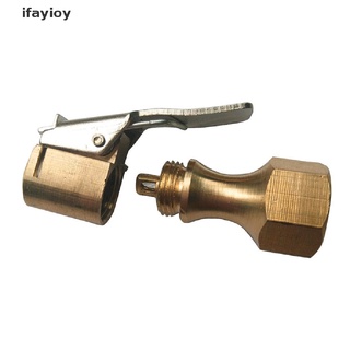 ifayioy latón recto inflador de neumáticos de coche válvula vástago conector chuck de aire bloqueo en clip oro mx (3)