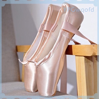 [vender bien] niñas mujeres ballet pointe zapatos de satén profesional zapatos de baile rosa pisos de ballet con cintas pre-selladas