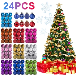 24 unids/Set 3 cm árbol de navidad bolas de purpurina decoraciones/mas fiesta colgante bola de plástico adornos/hogar año nuevo boda fiesta