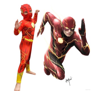 DC Superhero The Flash Cosplay Costume Children Halloween Performance Costumes One-piece Suit Headgear Halloween Costumes Hot recommendation Hot recommendation