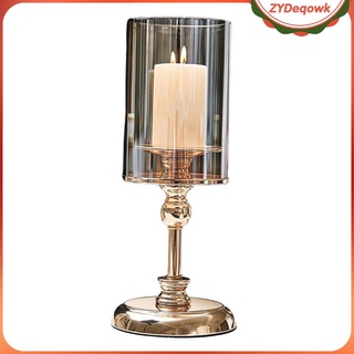 portavelas de cristal de metal, centros de mesa adornados para mesa de comedor de café, para uso con candelabros, tealight, votive