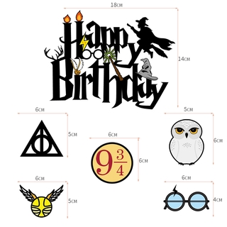 COD Harry Potter Tema Fiesta Pastel Insertos De Cumpleaños Banderas Postre Mesa Decoración Necesidades Celebrar Fecha De Nacimiento (4)