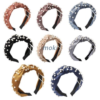 mok. moda simple perla anudada diadema mujeres niñas encanto headwear belleza accesorios para el cabello joyería nuevos regalos