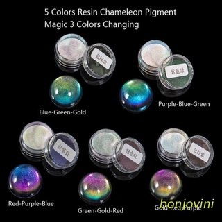 bonjovini 5 Colores Mágicos Resina Camaleones Pigmento Espejo Arco Iris Perla Polvo Colorante Epoxi Purpurina Joyería Kit