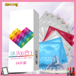 <daixiong> 24pcs ultra delgado natural emulsión hielo fuego retardo eyaculación condón herramienta sexual
