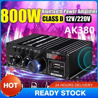 AK380 800W Amplificador De Potencia Audio Karaoke Cine En Casa De 2 Canales Bluetooth compatible Clase D USB/SD AUX Entrada Con El Hogar