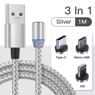 3 en 1 magnético micro type-c enchufe cable de cargador para iphone tipo c android cable de carga rápida tipo c micro cabeza de carga para huawei / android phone (4)