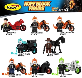 KF6120 Ghost Rider Black Panther Red Hood Motorcycle Soul Chariot Building Blocks Toys