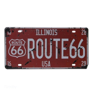 Timiby USA Route 66 coche Vintage placa de matrícula Metal artesanía de pared Retro garaje decoración del hogar (1)
