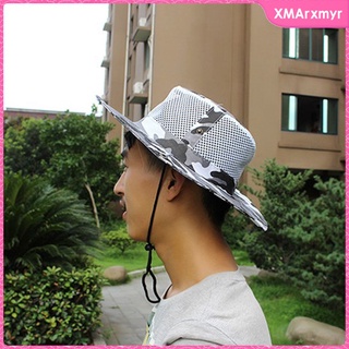 [xmarxmyr] Breathable Wide Brim Boonie Hat Outdoor Sun Protection Mesh Safari Cap for Travel Fishing Camping Hiking